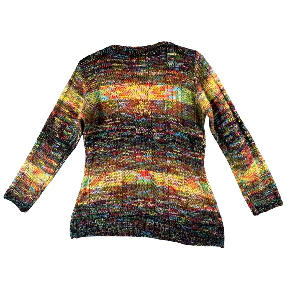 Kristin Nicole Womens XL Multicolor Knit V-Neck Sweater Pockets Boho - Picture 3 of 8
